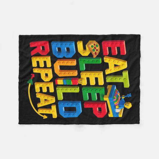 Couverture Polaire Eat Sleep Build Répéter Master Builder Building Br (Devant (Horizontal))