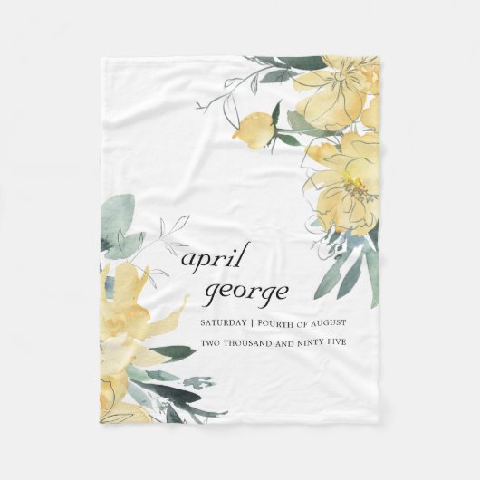 COUVERTURE POLAIRE EAU FLORALE VERTE JAUNE PROPRE ANNIVERSAIRE (Devant)