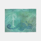 Couverture Polaire Eaux bleues, Cheval de mer et floraison (Devant (Horizontal))