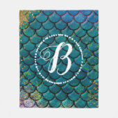 Couverture Polaire Écailles de poisson sirène glamour sarcelle violet (Devant)