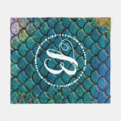 Couverture Polaire Écailles de poisson sirène glamour sarcelle violet (Devant (Horizontal))