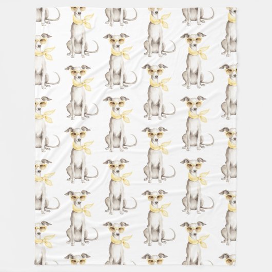 Couverture Polaire Écharpe Jaune Clair Anniversaire Chien Blanc (Devant)