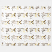 Couverture Polaire Écharpe Jaune Clair Anniversaire Chien Blanc (Devant (Horizontal))