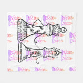 Couverture Polaire Échecs Art Queen King tenant mains Blanche en pola (Devant (Horizontal))