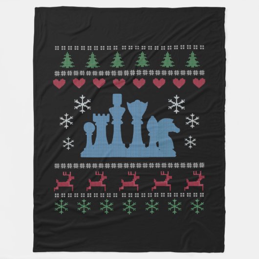 Couverture Polaire Échecs - Échecs Pièces Laid Noël (Devant)
