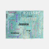 Couverture Polaire Échelles turquoises personnalisées de sirène de (Devant (Horizontal))