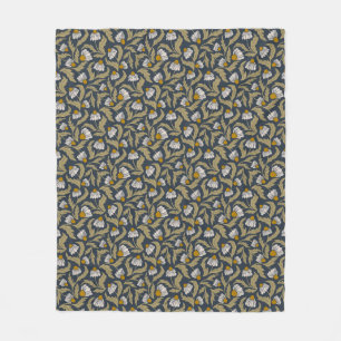 Couverture Polaire Echinacées sur fond bleu marine floral moderne