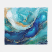 Couverture Polaire Echos Bleus Profond : Art Abstrait de l'Océan (Devant (Horizontal))