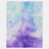 Couverture Polaire Éclaboussure bleue et pourpre d'aquarelle liquide (Devant)