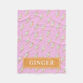 Couverture Polaire Éclair rose Pop Art Monogramme Pet (Devant)