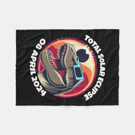 Couverture Polaire Éclipse solaire 2024 T-rex portant des éclipse (Devant (Horizontal))