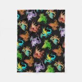 Couverture Polaire École colorée de dragons d'arc-en-ciel (Devant)