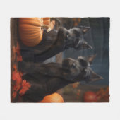 Couverture Polaire Écossais Terrier Chiot Automne Citrouille délice (Devant (Horizontal))