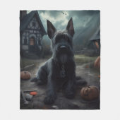Couverture Polaire Ecosse Terrier Citrouille Halloween effrayant (Devant)