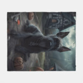 Couverture Polaire Ecosse Terrier Citrouille Halloween effrayant (Devant (Horizontal))