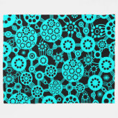 Couverture Polaire Écosystème - Cyan sur noir (Devant (Horizontal))