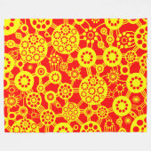 Couverture Polaire Écosystème - Jaune sur rouge (Devant (Horizontal))