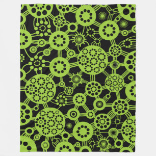 Couverture Polaire Écosystème - Vert Martien sur Fond Noir
