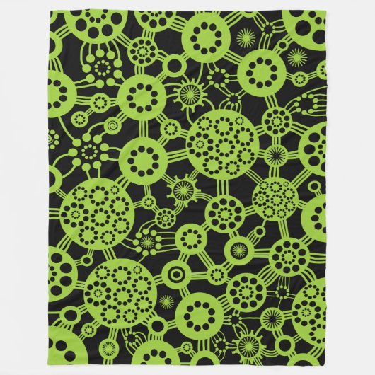 Couverture Polaire Écosystème - Vert Martien sur Fond Noir (Devant)