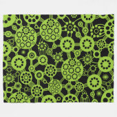 Couverture Polaire Écosystème - Vert Martien sur Fond Noir (Devant (Horizontal))