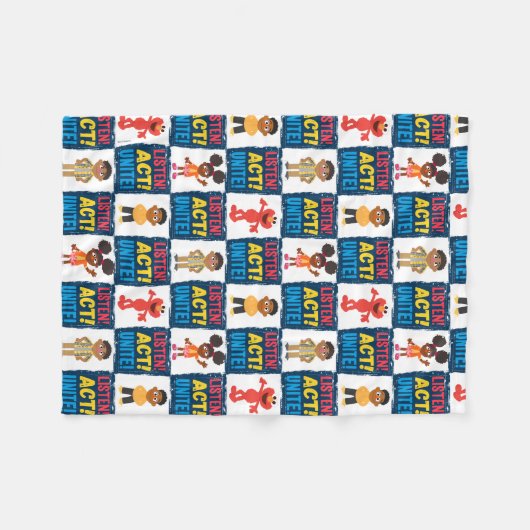 Couverture Polaire Écoute ! Agis ! Unissez ! Motif (Devant (Horizontal))