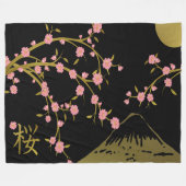 Couverture Polaire Écran noir rose Sakura or noir (Devant (Horizontal))