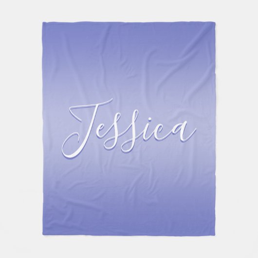 Couverture Polaire Écriture cursive éditable | Violet blanc et violet (Devant)