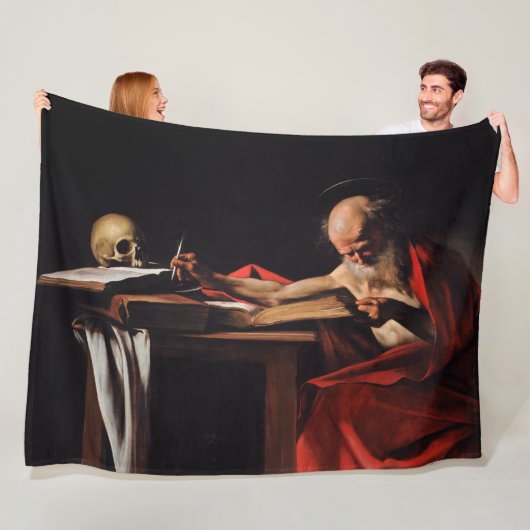Couverture Polaire Écriture de Saint Jérôme (par Caravaggio) (En situation)