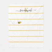 Couverture Polaire Écriture monogramme d'abeille rayures blanches jau (Devant)