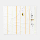 Couverture Polaire Écriture monogramme d'abeille rayures blanches jau (Devant (Horizontal))