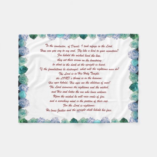 Couverture Polaire Écriture, Psaume 11, Verset biblique, Blanche en p (Devant (Horizontal))