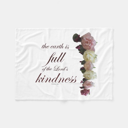 Couverture Polaire Écriture, Psaume 33, Roses blanches et roses (Devant (Horizontal))