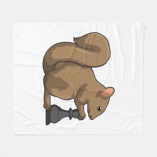 Couverture Polaire Écureuil aux échecs avec pièce d'échecs Évêque (Devant (Horizontal))