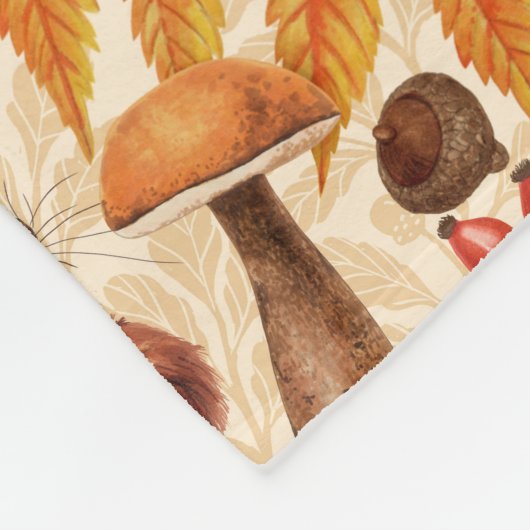 Couverture Polaire Écureuil d'automne sur blanc (Coin)