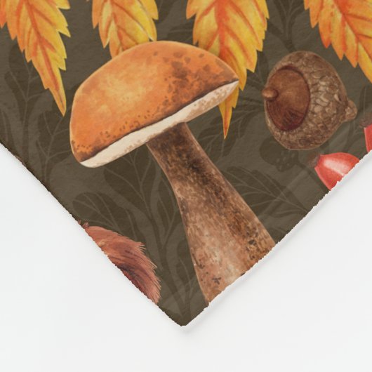 Couverture Polaire Écureuil d'automne sur brun foncé (Coin)