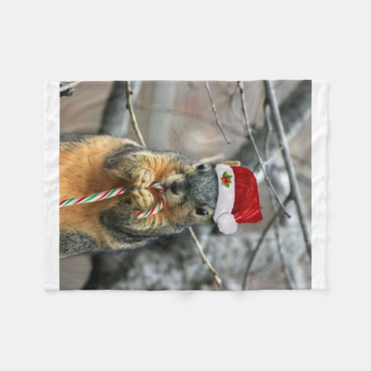 Couverture Polaire Écureuil de Noël (Devant (Horizontal))