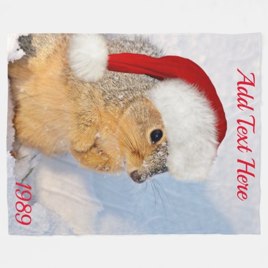 Couverture Polaire Écureuil de Noël (Devant (Horizontal))
