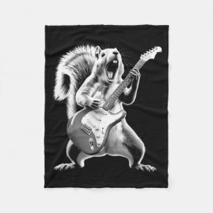 Couverture Polaire Écureuil drôle jouant de la guitare Rock Star Musi