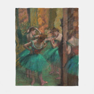 Couverture Polaire Edgar Degas - Danseurs, rose et vert