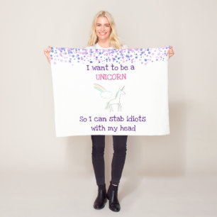 Couverture Polaire Edgy Unicorn avec arc en ciel et Confetti Funny