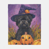Couverture Polaire Éffrayant Affenpinscher Halloween sorcière et Citr (Devant)