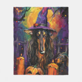 Couverture Polaire Éffrayant Afghan Hound Halloween sorcière et Citro (Devant)
