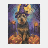 Couverture Polaire Éffrayant Airedale Halloween sorcière et Citrouill (Devant)