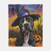 Couverture Polaire Éffrayant American Staffordshire Halloween Citroui (Devant)