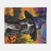 Couverture Polaire Éffrayant American Staffordshire Halloween Citroui (Devant (Horizontal))