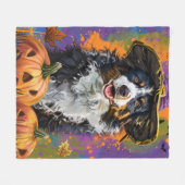 Couverture Polaire Éffrayant Australien Berger Halloween Citrouille s (Devant (Horizontal))