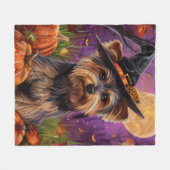 Couverture Polaire Éffrayant Biewer Terrier Halloween Witch Et Citrou (Devant (Horizontal))