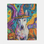 Couverture Polaire Éffrayant Bull Terrier Halloween sorcière et Citro (Devant)