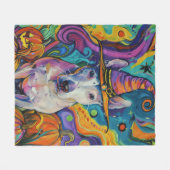 Couverture Polaire Éffrayant Bull Terrier Halloween sorcière et Citro (Devant (Horizontal))