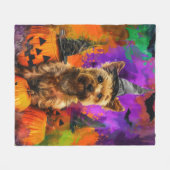 Couverture Polaire Éffrayant Cairn Terrier Chien Halloween sorcier Ci (Devant (Horizontal))